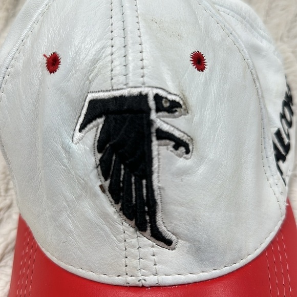 Vintage Logo Athletic Atlanta Falcons LEATHER hat buckle back, 90's, White /red - Picture 6 of 8